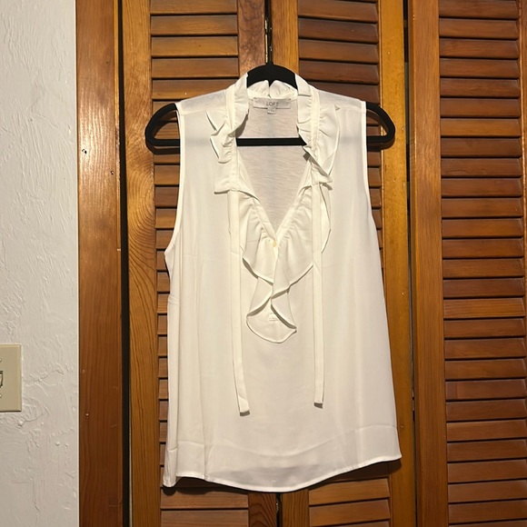 Large, Off-White LOFT Sleeveless Blouse - Picture 1 of 2